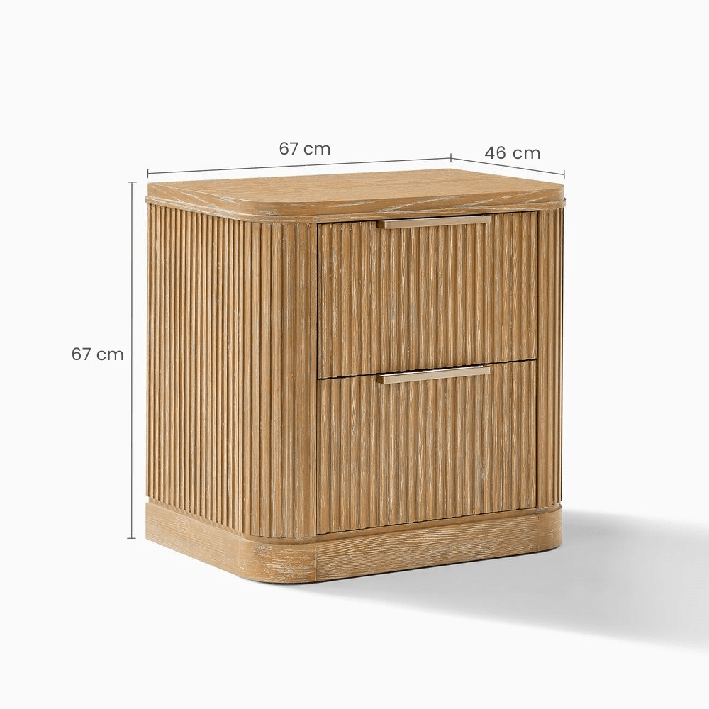 Toren 2 - Drawer Fluted Nightstand, 67 cm - Exclusivia