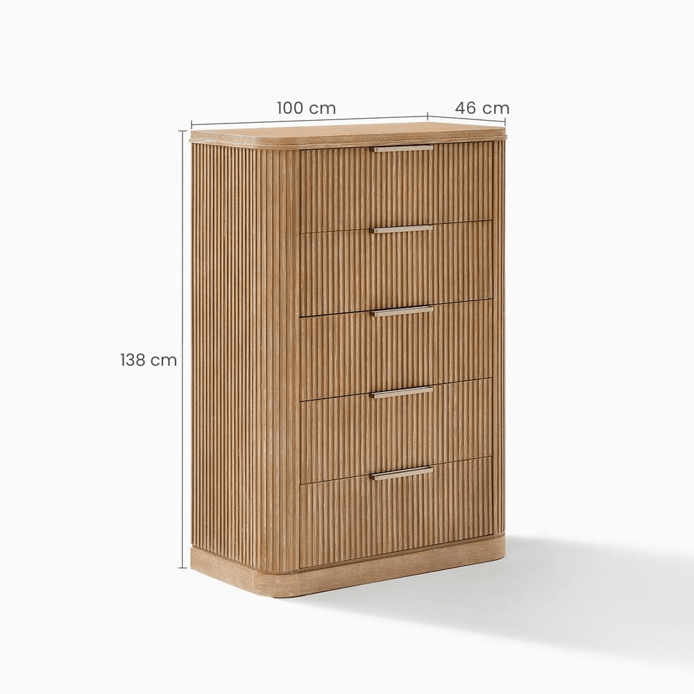Toren 5 - Drawer Fluted Chest, 100 cm - Exclusivia