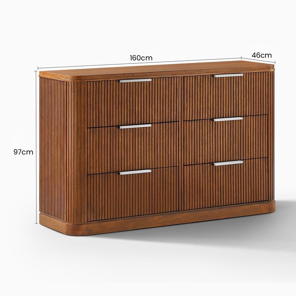 Toren 6 - Drawer Fluted Dresser, 160 cm - Exclusivia