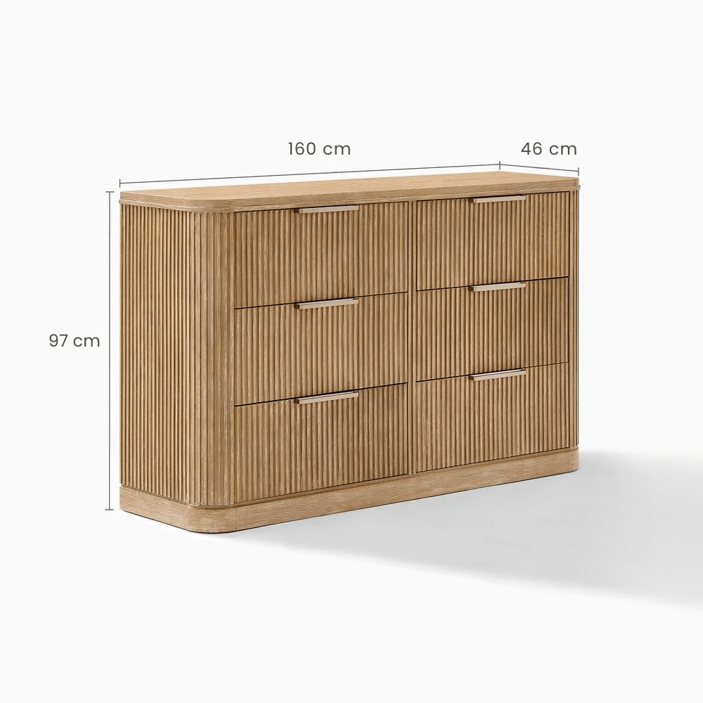 Toren 6 - Drawer Fluted Dresser, 160 cm - Exclusivia