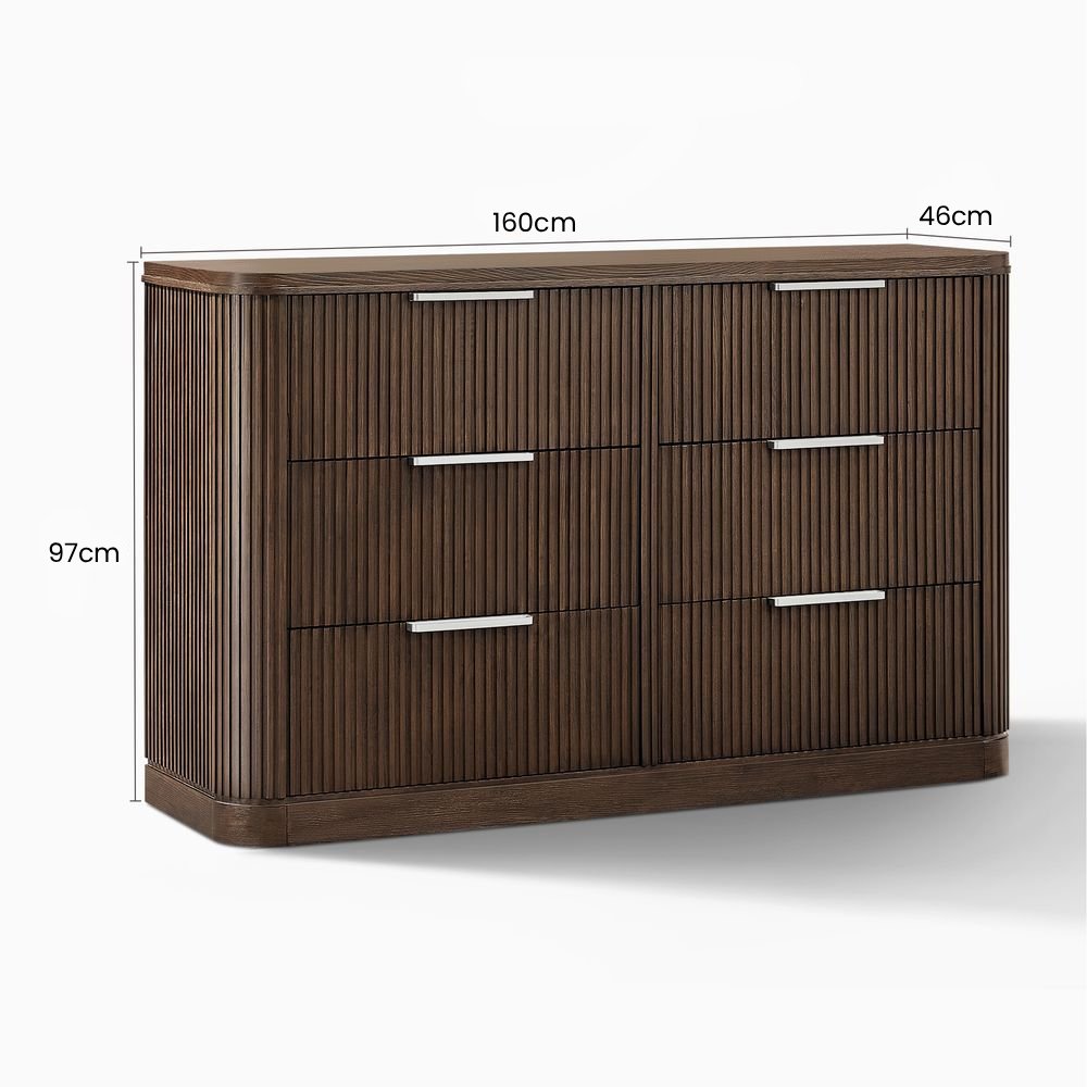Toren 6 - Drawer Fluted Dresser, 160 cm - Exclusivia