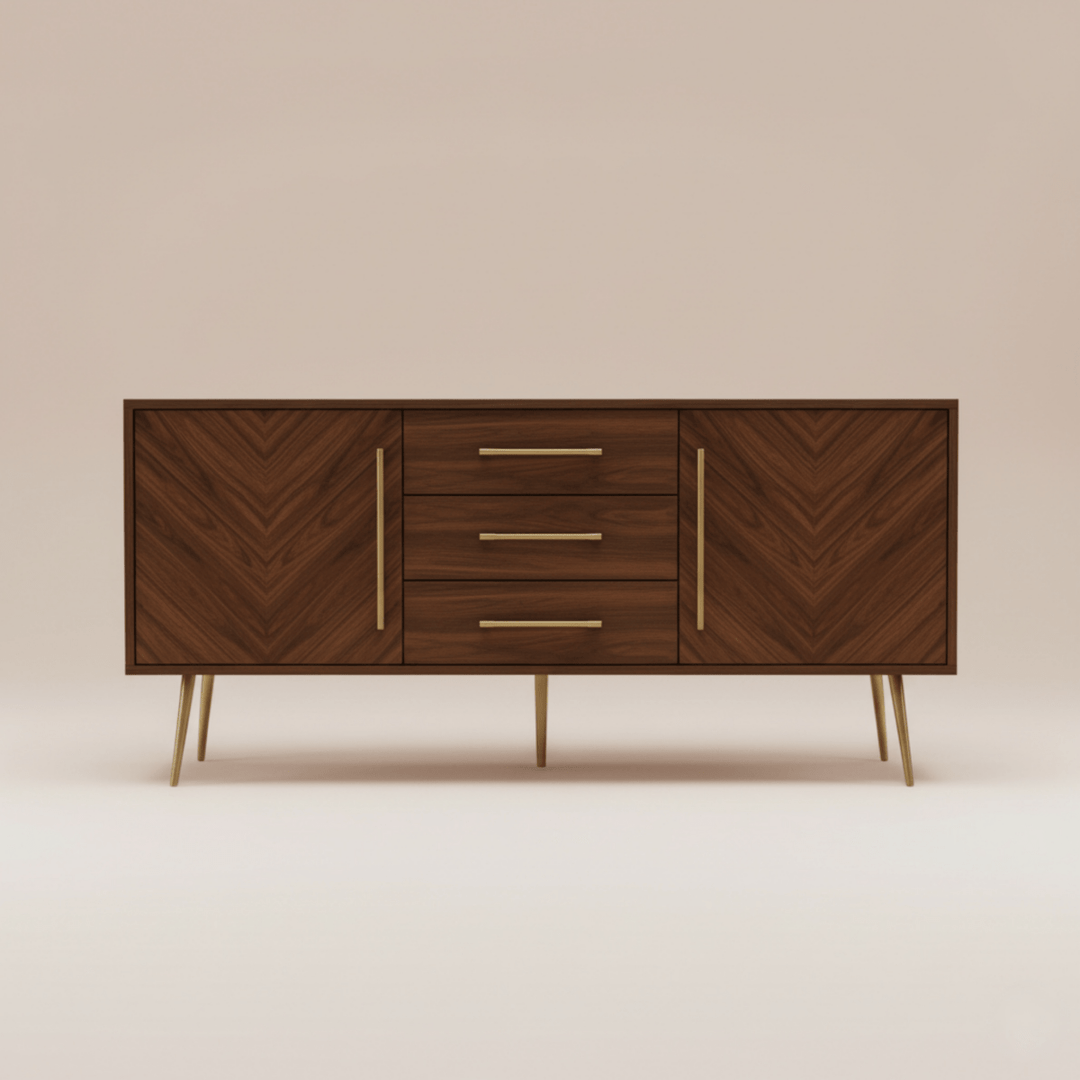 TV Console Cabinet Sideboard Herringbone - Exclusivia