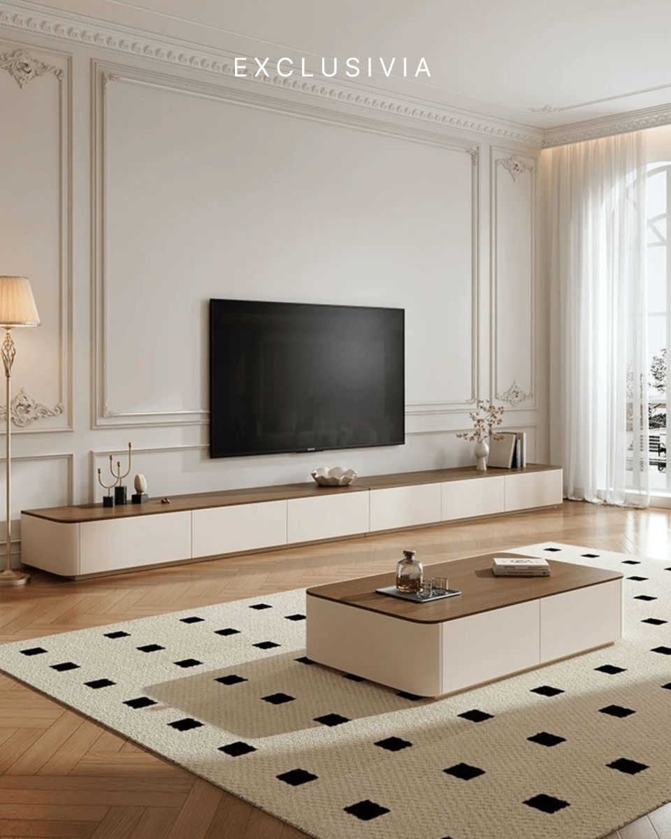 VALENCIA Curved Edge Oak TV Console - Exclusivia