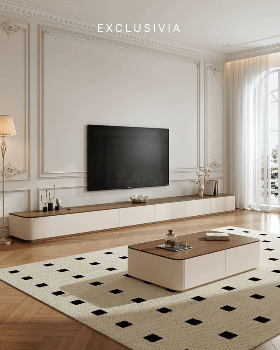 VALENCIA Curved Edge Oak TV Console - Exclusivia