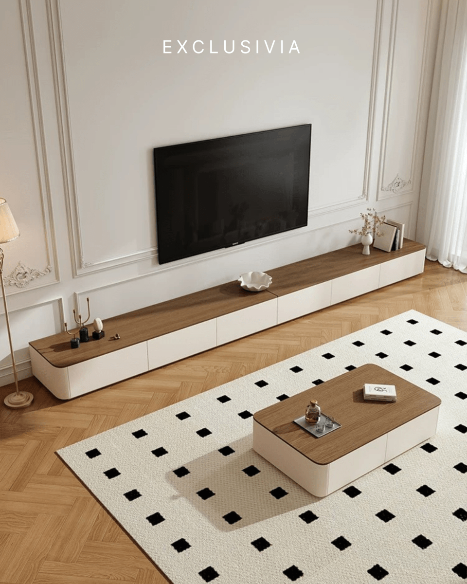 VALENCIA Curved Edge Oak TV Console - Exclusivia