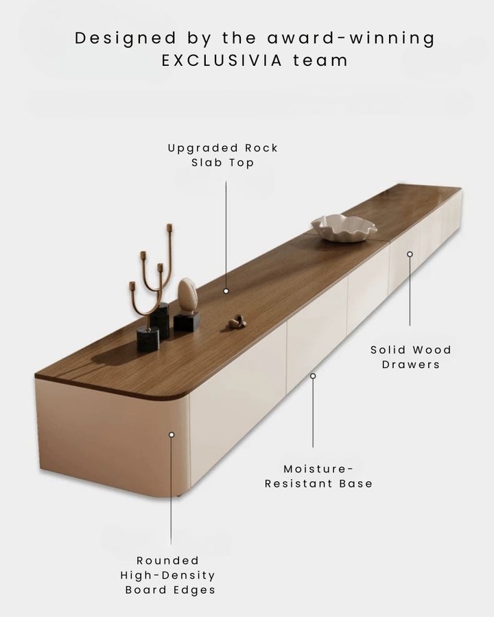 VALENCIA Curved Edge Oak TV Console - Exclusivia
