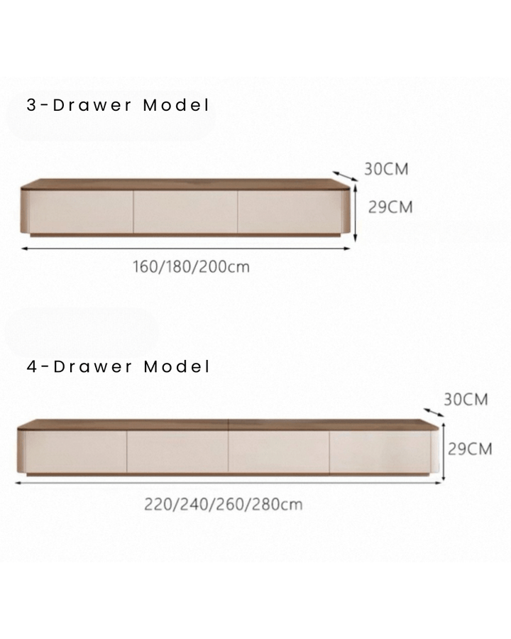 VALENCIA Curved Edge Oak TV Console - Exclusivia