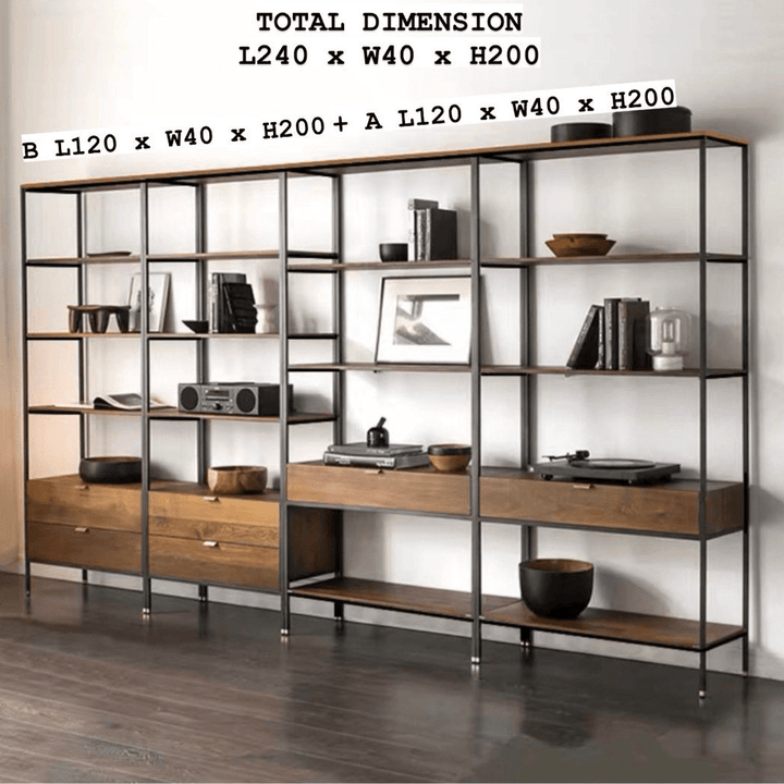 Varro Industrial Wood Shelf - Exclusivia