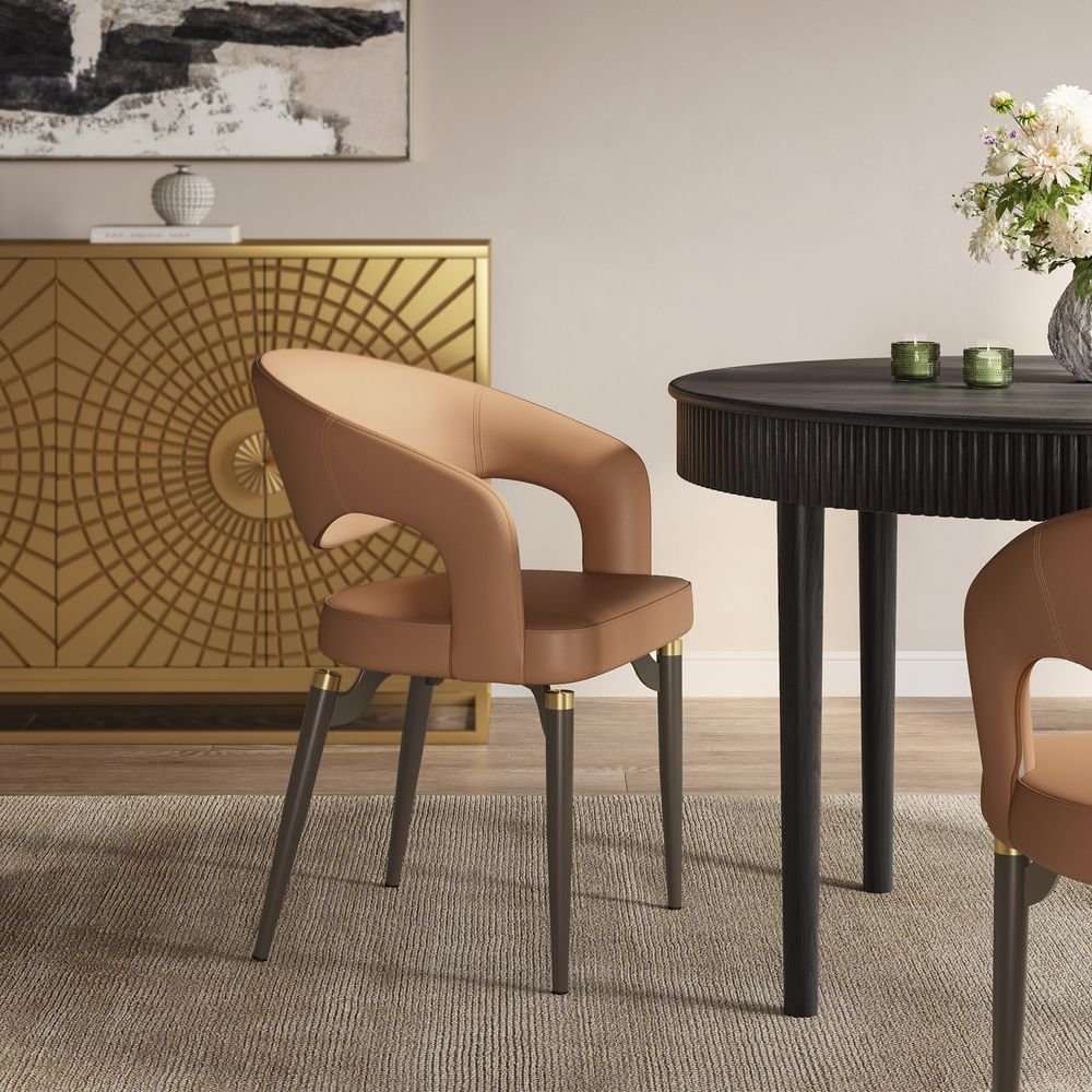 Velin Armrest Leather Dining Chairs (Set of 2) - Exclusivia