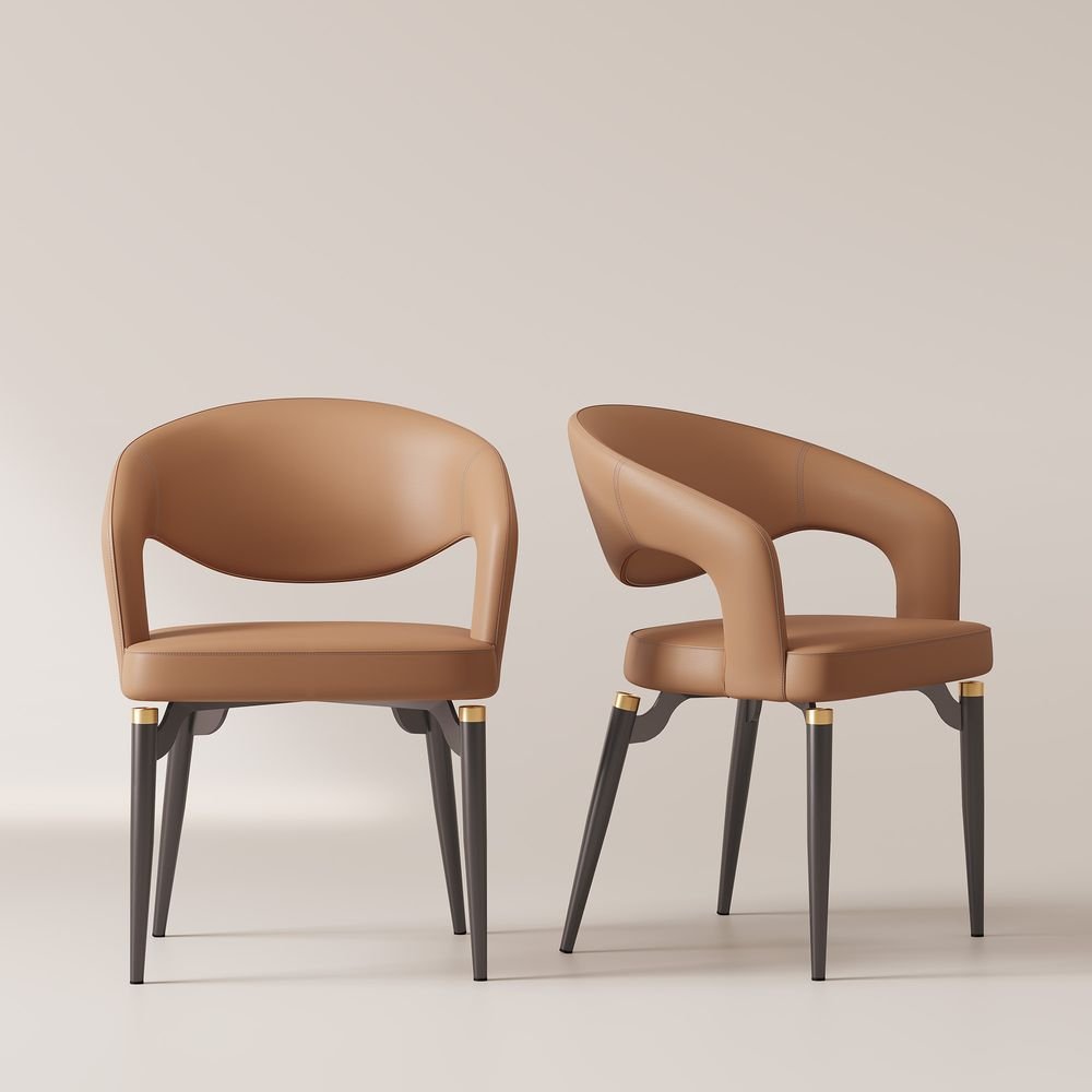 Velin Armrest Leather Dining Chairs (Set of 2) - Exclusivia