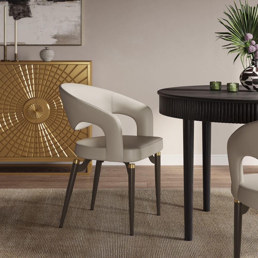 Velin Armrest Leather Dining Chairs (Set of 2) - Exclusivia