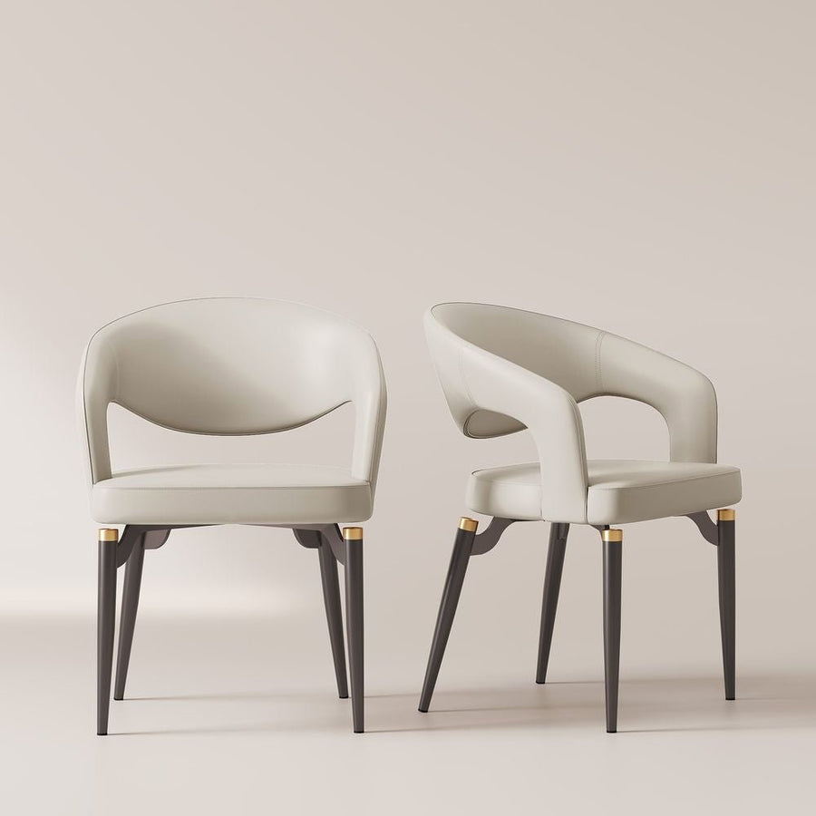 Velin Armrest Leather Dining Chairs (Set of 2) - Exclusivia