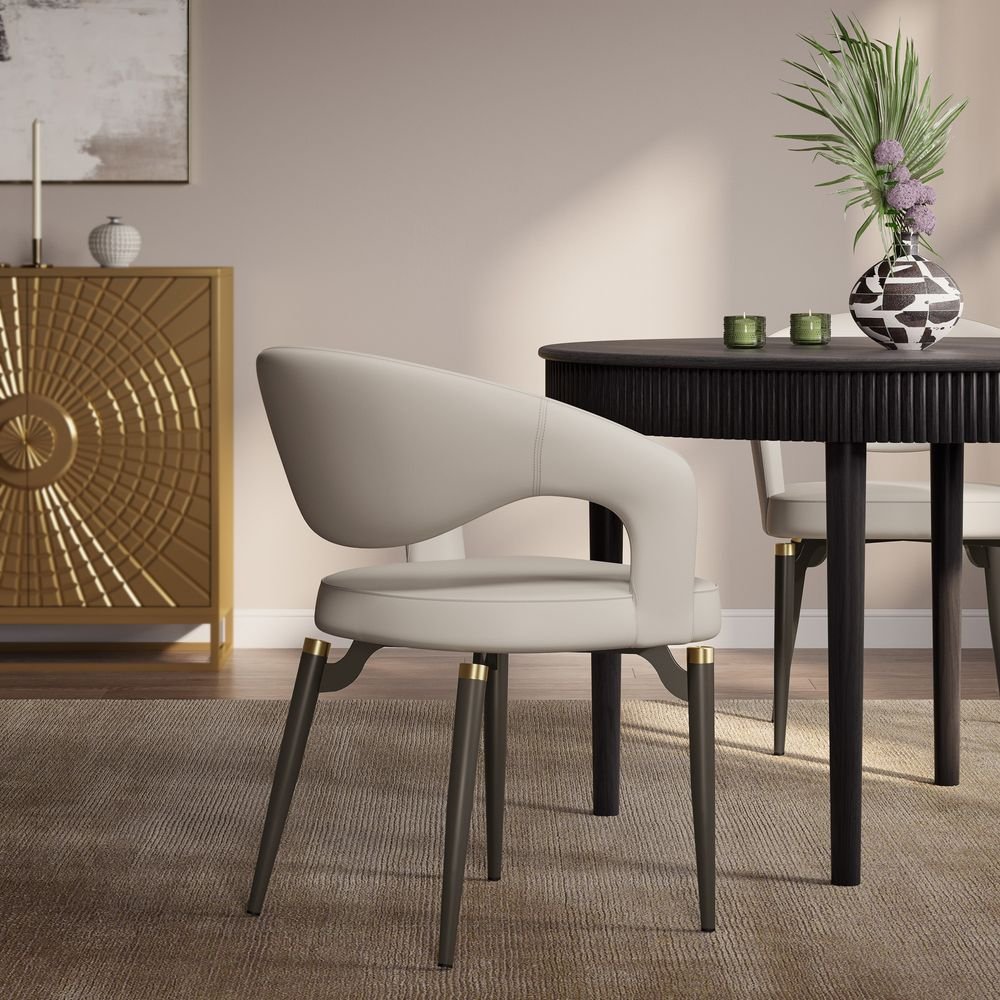 Velin Armrest Leather Dining Chairs (Set of 2) - Exclusivia