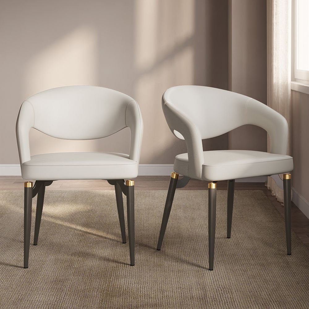 Velin Armrest Leather Dining Chairs (Set of 2) - Exclusivia