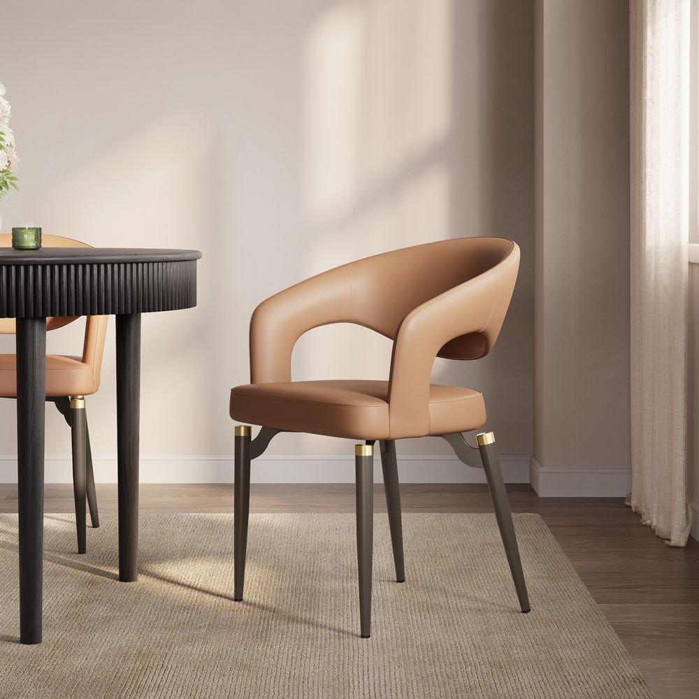 Velin Armrest Leather Dining Chairs (Set of 2) - Exclusivia