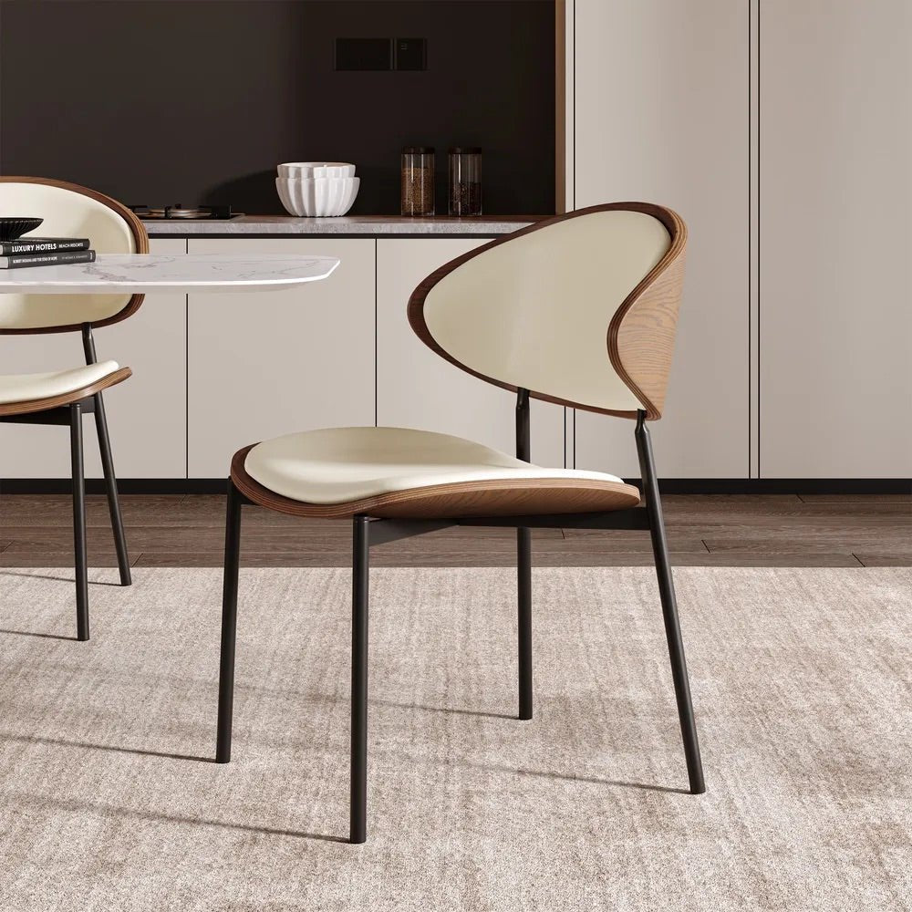 VENN Beige Leather Dining Chair - Exclusivia