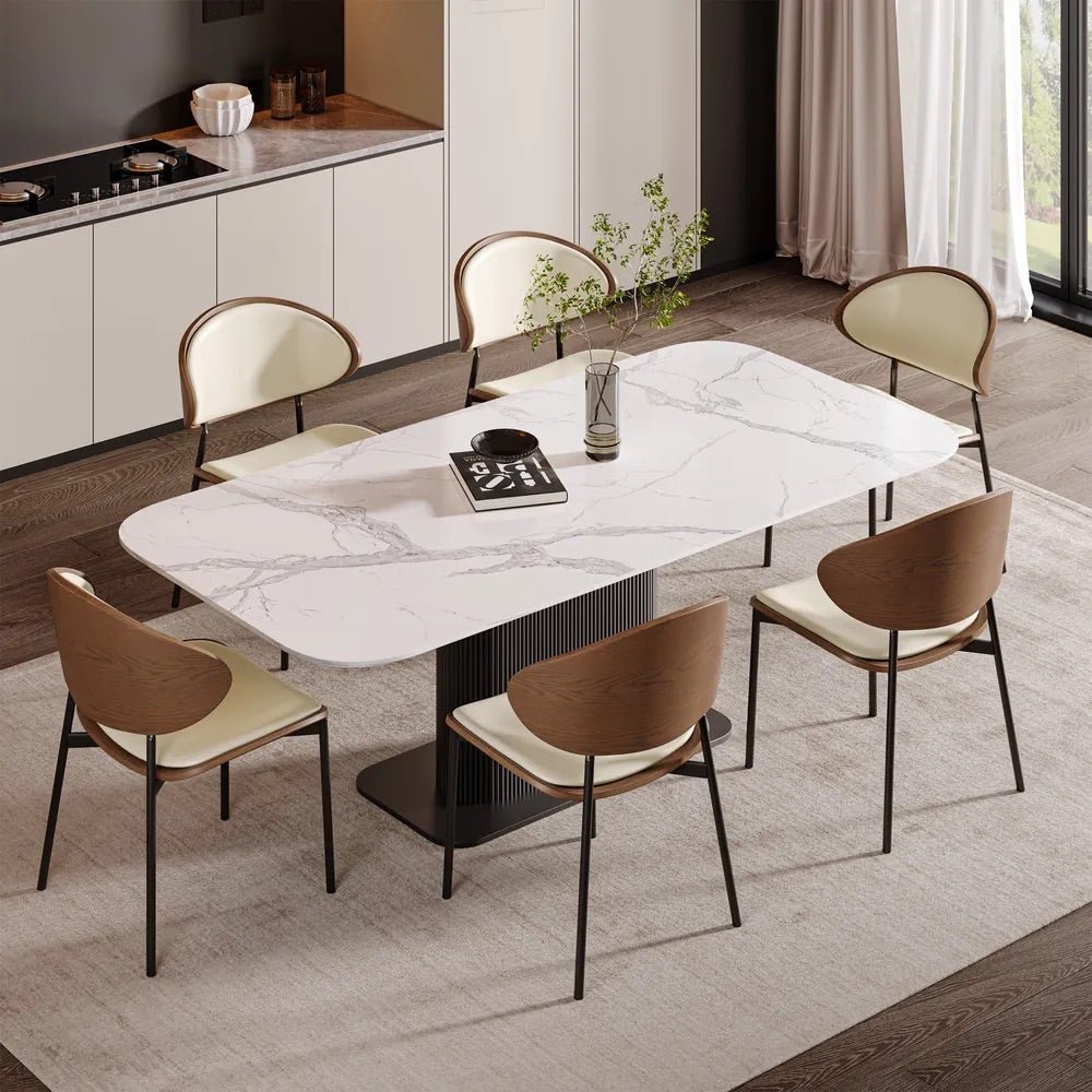 VENN Beige Leather Dining Chair - Exclusivia