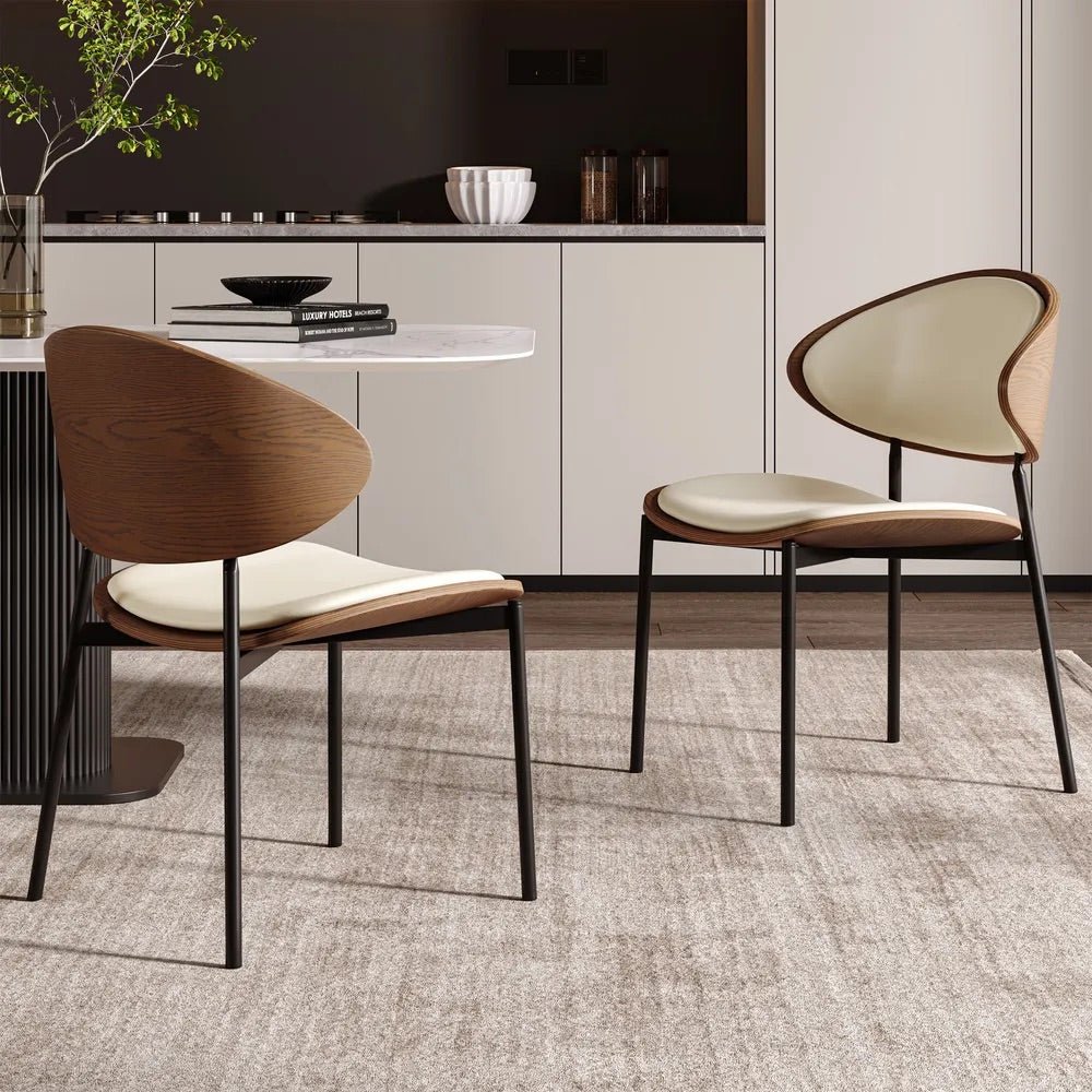 VENN Beige Leather Dining Chair - Exclusivia