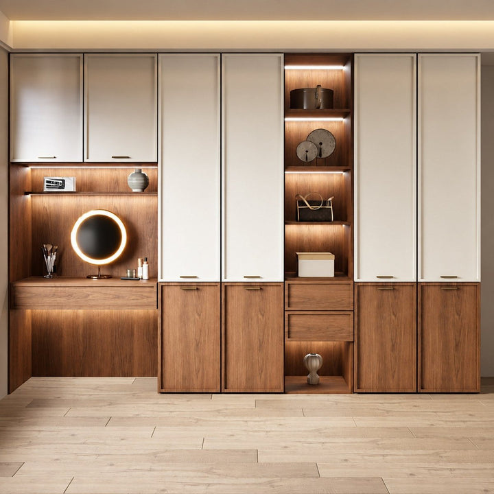 VERIDA Modern Vanity Desk With Wardrobe - Exclusivia
