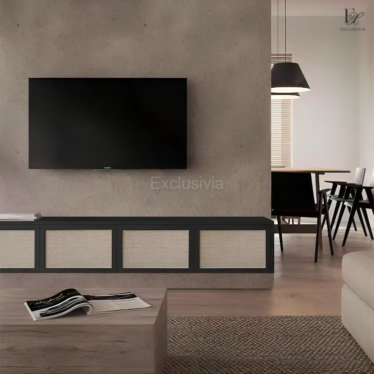 VERSO Modern Rattan TV Console - Exclusivia