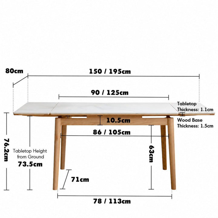 VEXEL Sintered Stone Extendable Dining Table - Exclusivia