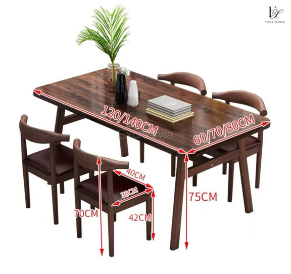 VIRA Rustic Solid Wood Dining Table & Chairs - Exclusivia