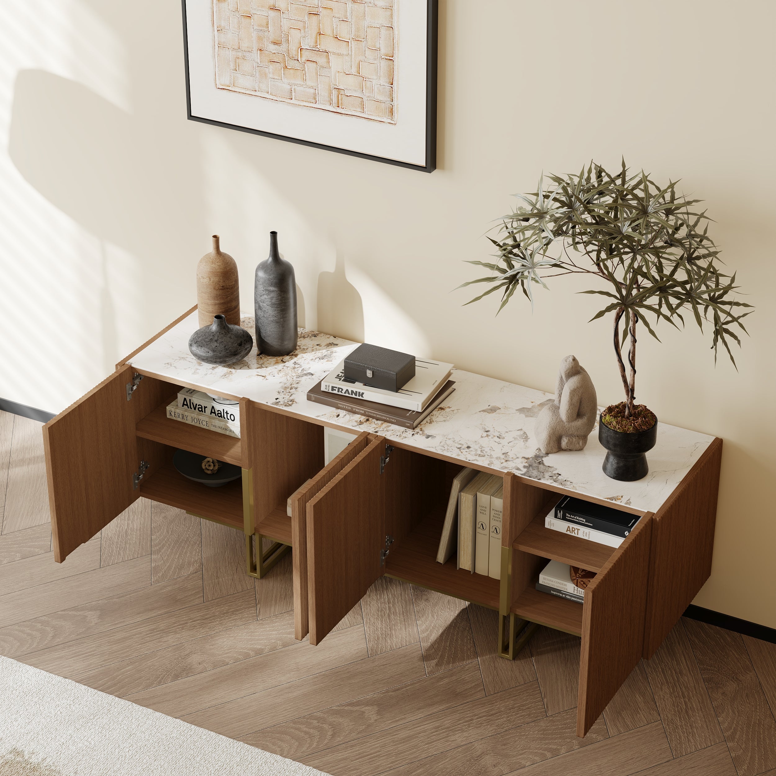 Auro Sintered Stone Fluted TV Console