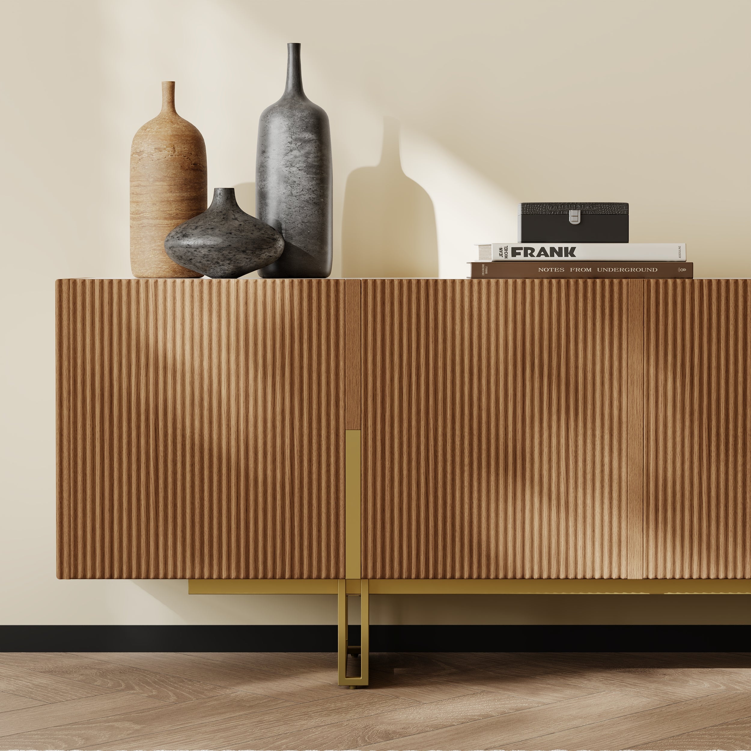 Auro Sintered Stone Fluted TV Console