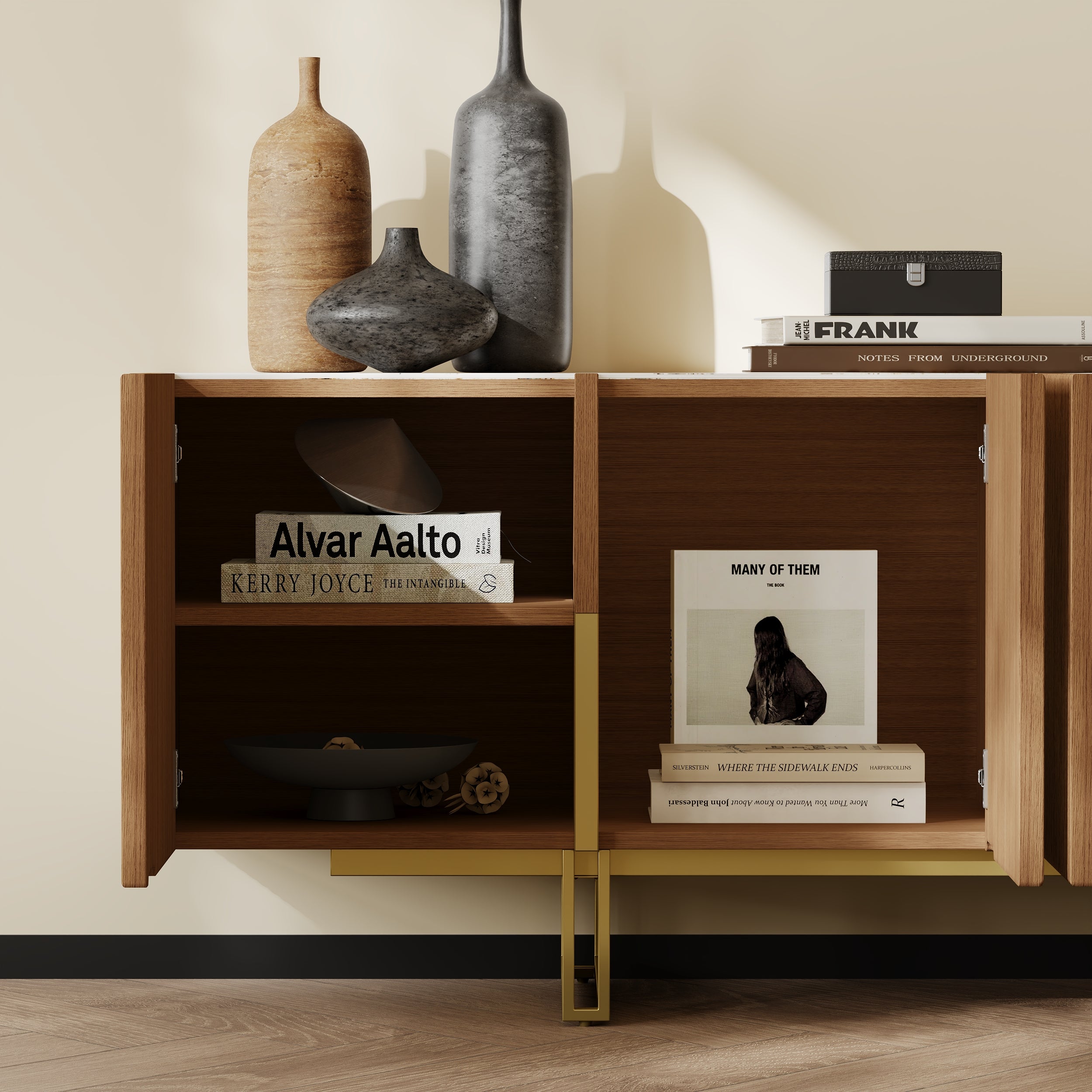 Auro Sintered Stone Fluted TV Console