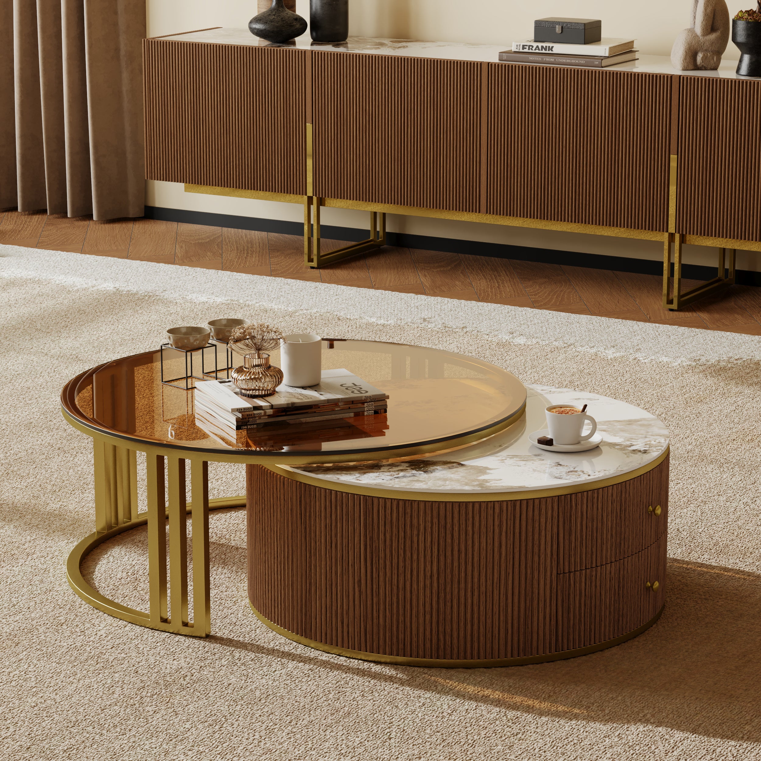 Auro Sintered Stone Fluted TV Console