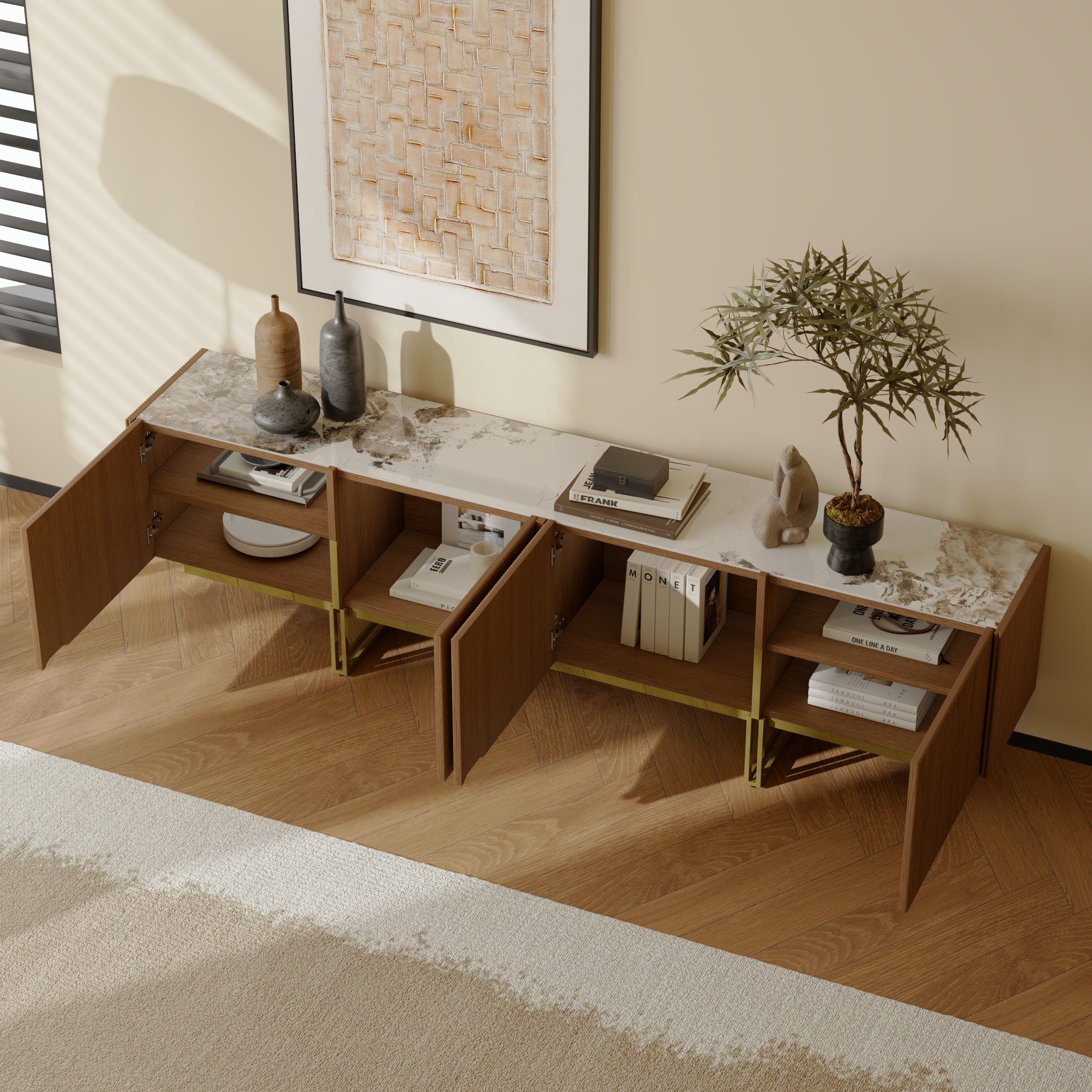 Auro Sintered Stone Fluted TV Console