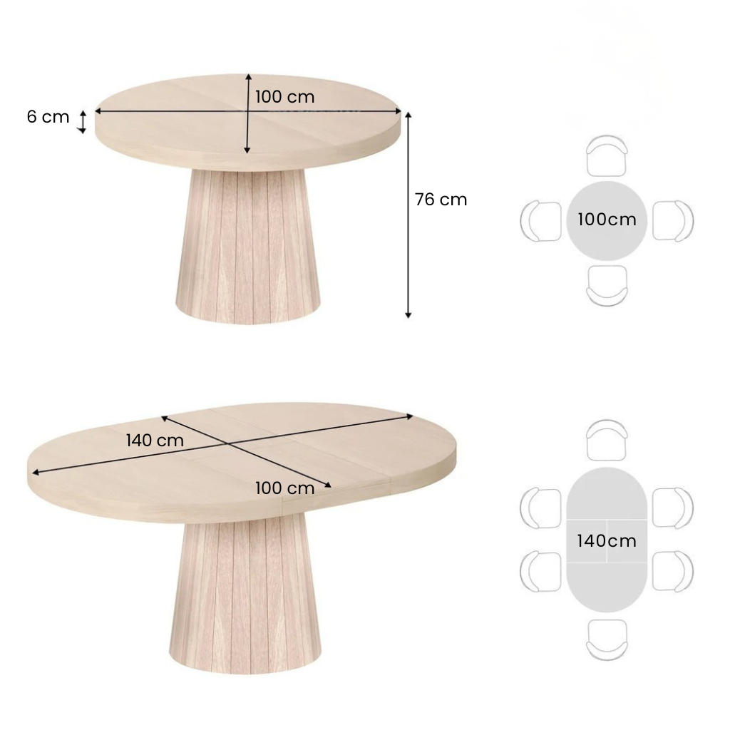 Aira Japandi Extendable Dining Table