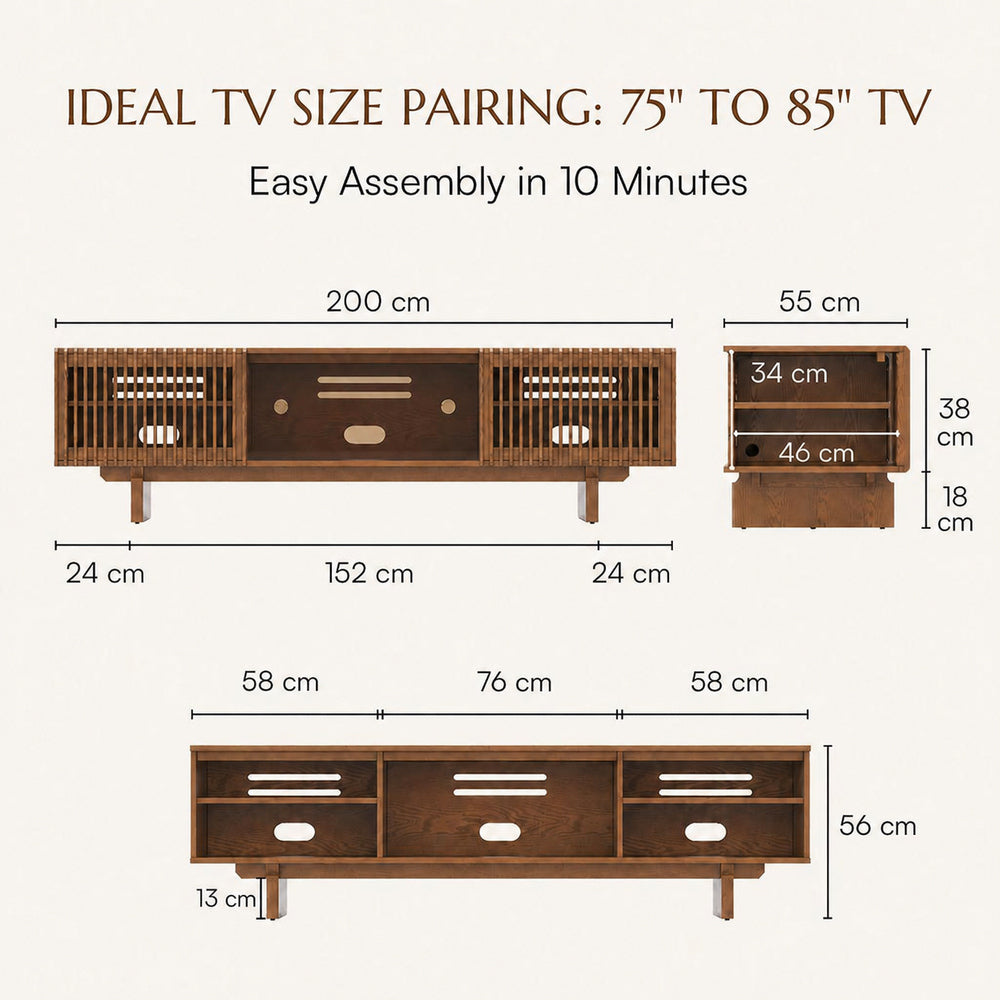 Valmere Mid-Century Fluted Media Console