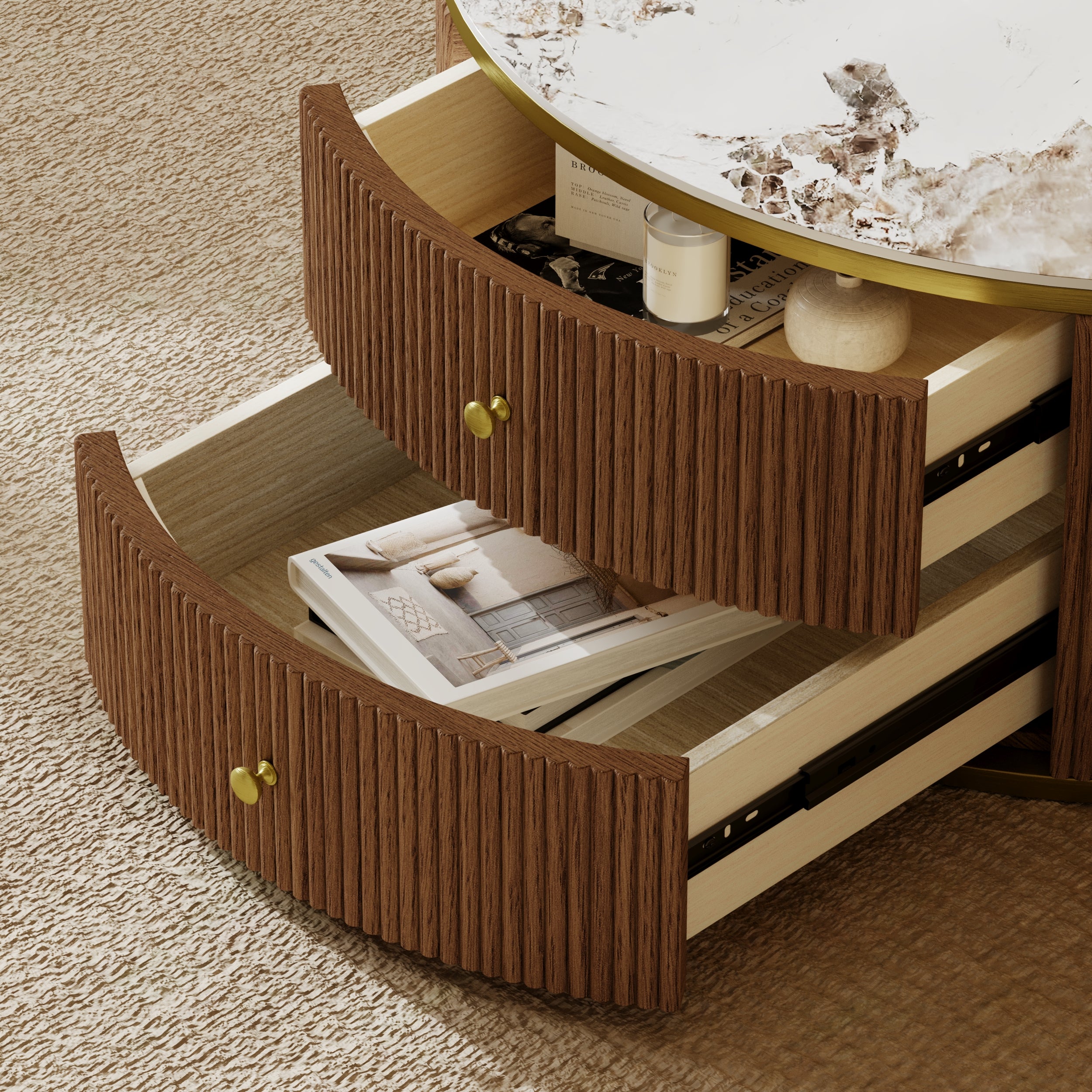 Auro Sintered Stone Fluted TV Console