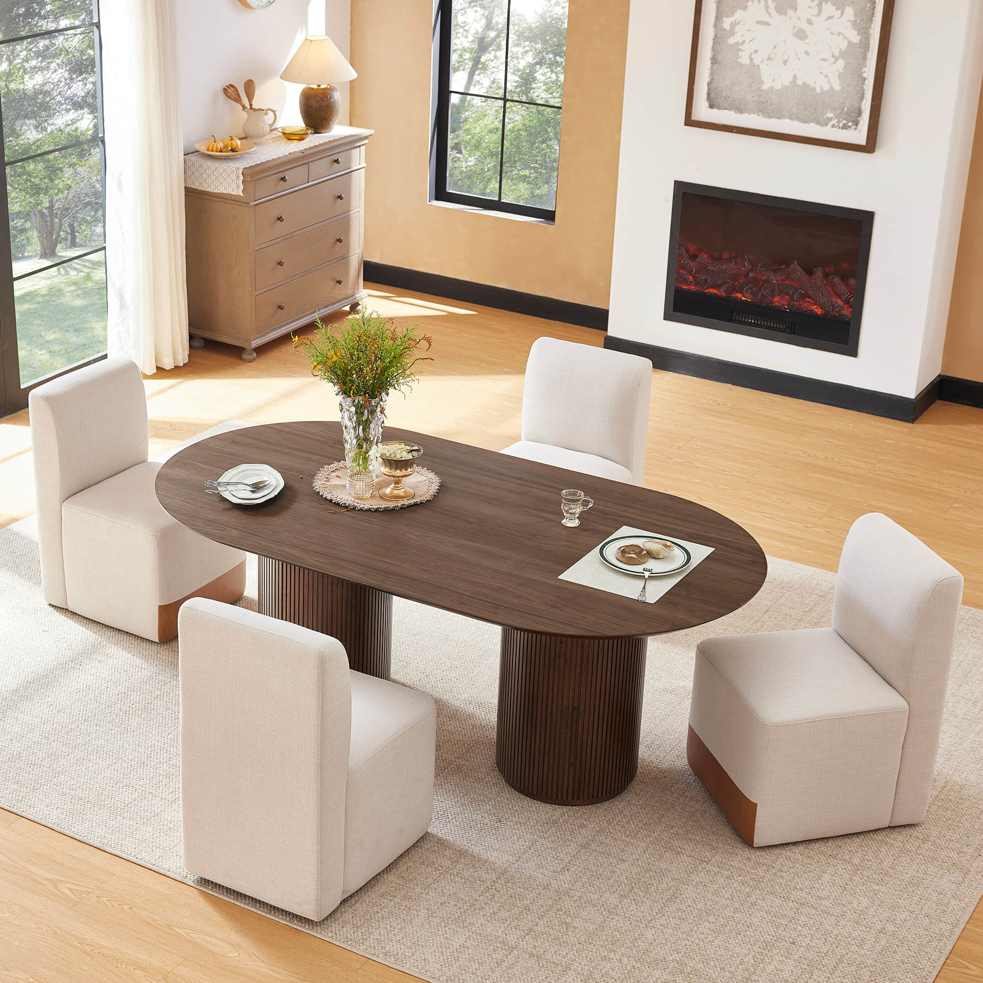 Corvina Oval Fluted Dining Table