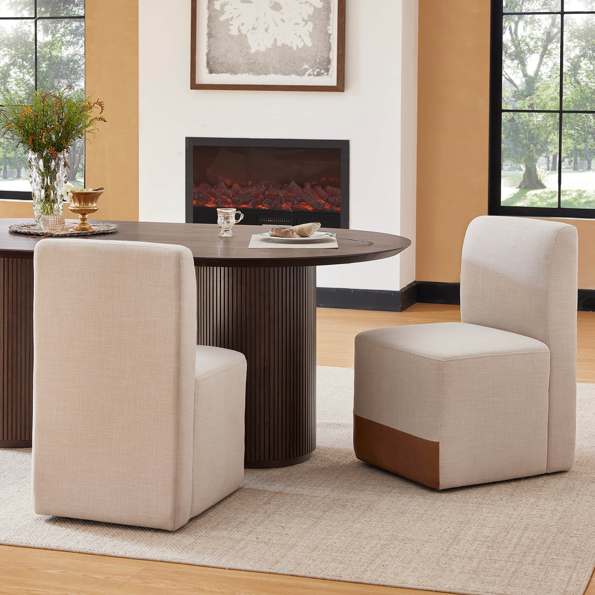Corvina Oval Fluted Dining Table