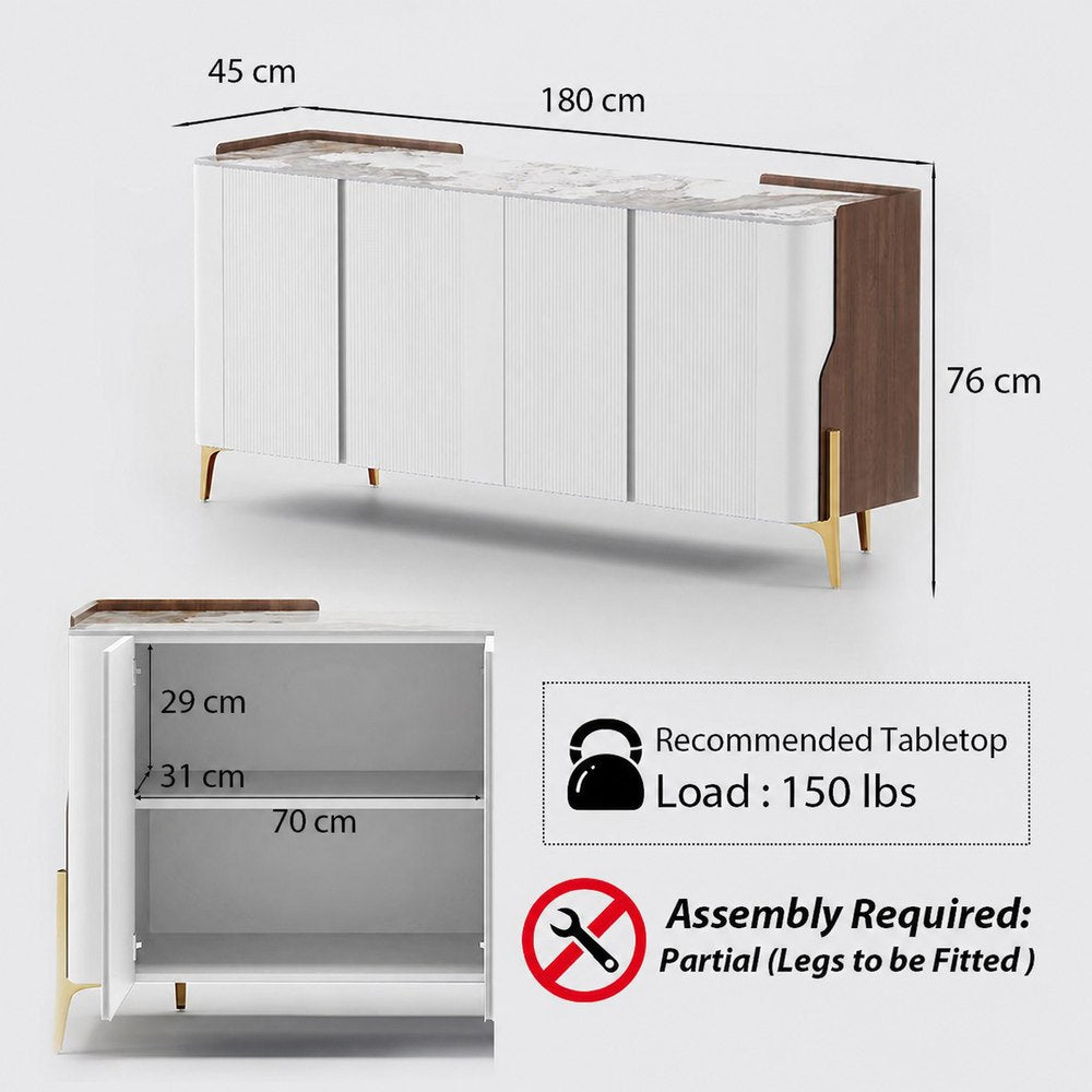 Solara Modern Storage Sideboard with Sintered Stone Top