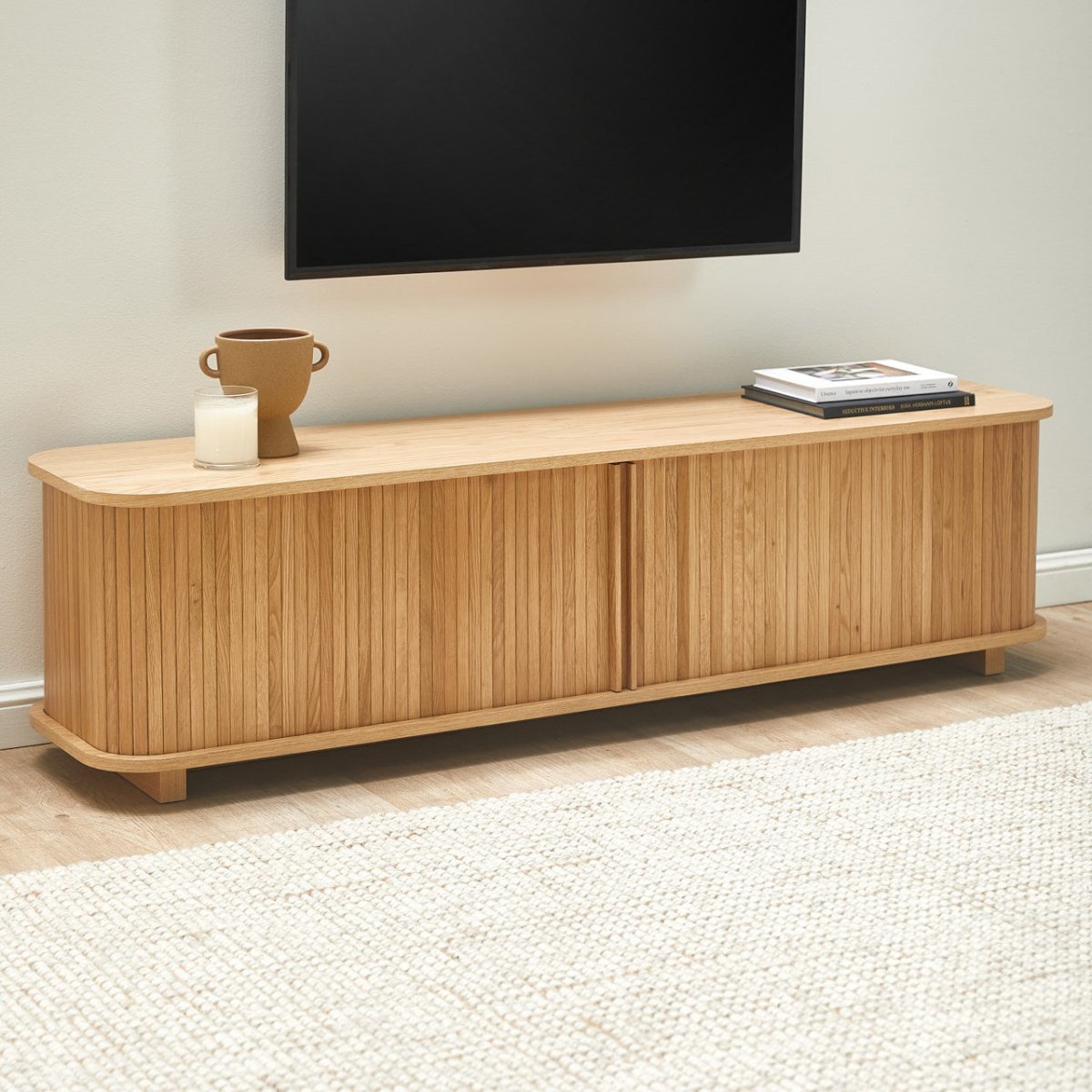Zeno Tambour Oak TV Console, 170 cm - Exclusivia