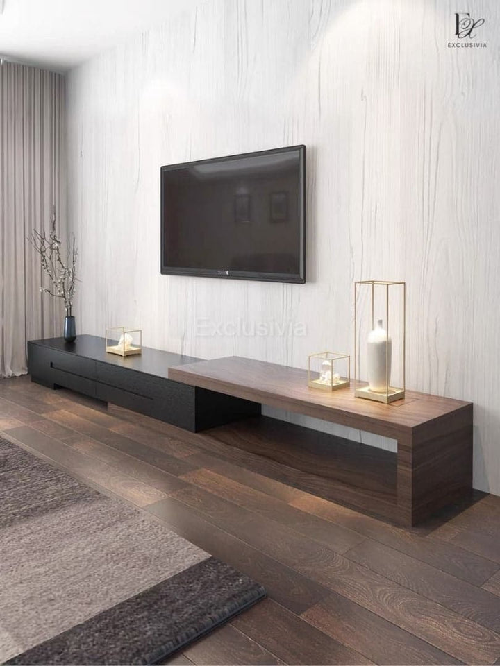 ATLAS Wood TV Console Shelf Minimalist - Exclusivia
