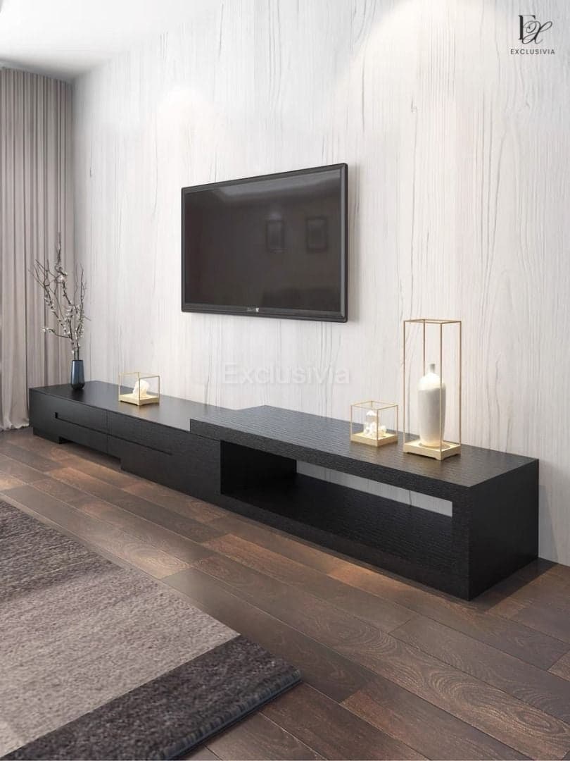 ATLAS Wood TV Console Shelf Minimalist - Exclusivia