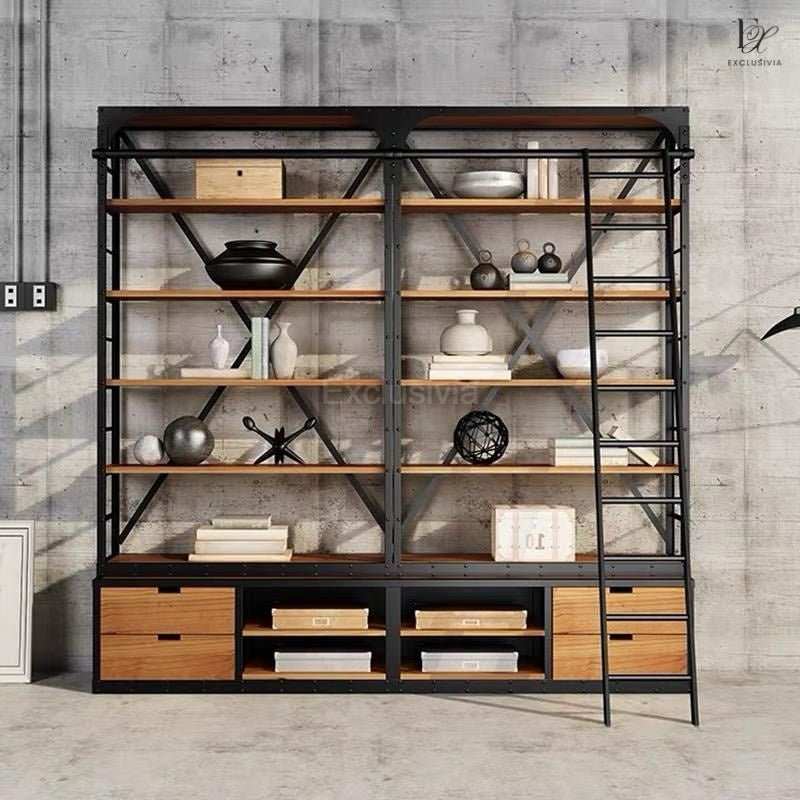 AURORA Industrial Metal Library Shelf - Exclusivia