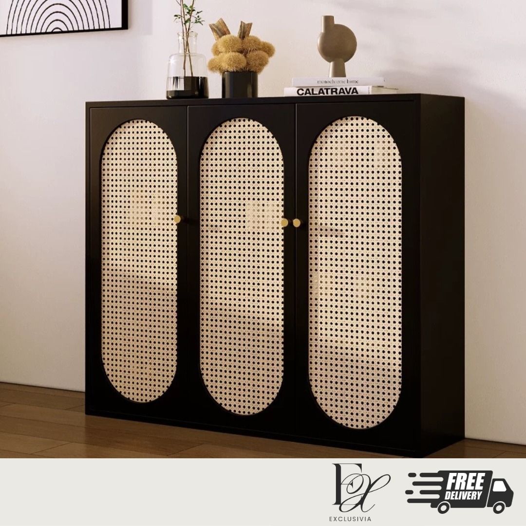 CLYDE Modern Rattan Shoe Cabinet - Exclusivia