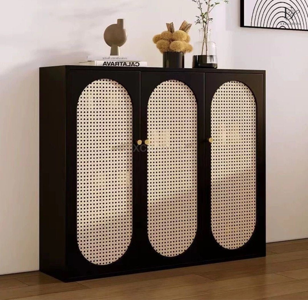 CLYDE Modern Rattan Shoe Cabinet - Exclusivia