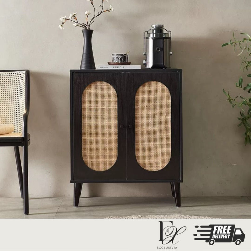 COMOS Rustic Rattan Sideboard Cabinet - Exclusivia