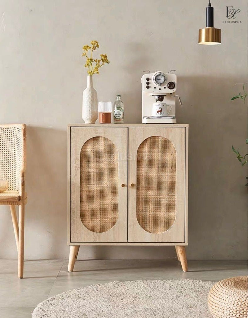 COMOS Rustic Rattan Sideboard Cabinet - Exclusivia