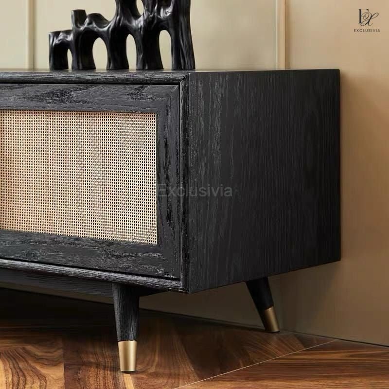 DAGON Mid Century Rattan TV Console - Exclusivia