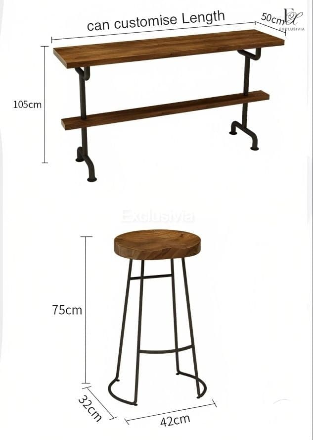 ELYSE Wooden Bar Table Chair - Exclusivia