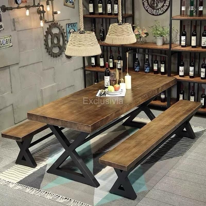 ESSENTIAL Industrial Solid Wood Dining Table - Exclusivia