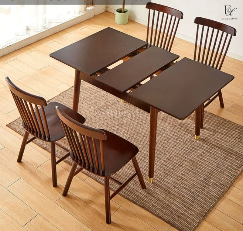 Extendable Wooden Dining Table Set - Exclusivia