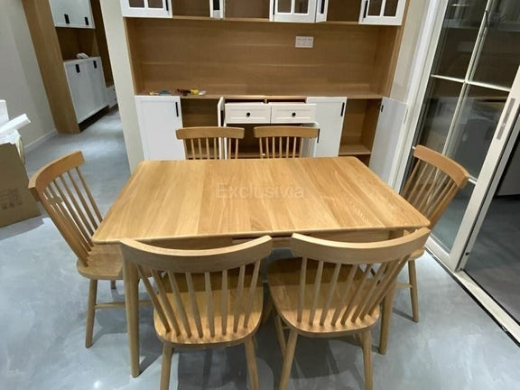 Extendable Wooden Dining Table Set - Exclusivia